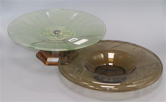 Two Art Deco glass dishes